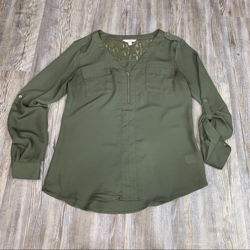 Candie’s Green Lace Embellished Blouse Size Small